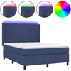 Image de vidaXL Lit Boxspring avec matelas & LED Bleu 140x190 cm Tissu