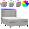 Image de vidaXL Lit Boxspring avec matelas & LED Gris clair 140x200 cm Tissu