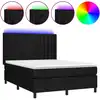 Image de vidaXL Lit Boxspring avec matelas & LED Noir 140x200 cm Tissu