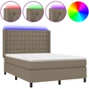 Image de vidaXL Lit Boxspring avec matelas & LED Taupe 140x200 cm Tissu