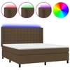 Image de vidaXL Lit boxspring avec matelas & LED brun foncé 160x200 cm Tissu