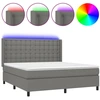 Image de vidaXL Lit boxspring avec matelas & LED gris foncé 180x200 cm Tissu