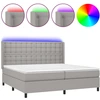 Image de vidaXL Lit boxspring avec matelas & LED gris clair 200x200 cm Tissu