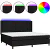 Image de vidaXL Lit Boxspring avec matelas & LED Noir 200x200 cm Tissu