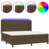 Image de vidaXL Lit Boxspring avec matelas & LED Marron foncé 200x200 cm Tissu