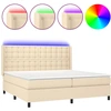 Image de vidaXL Lit boxspring avec matelas & LED Crème 200x200 cm Tissu