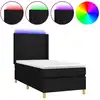 Image de vidaXL Lit Boxspring avec matelas & LED Noir 80x200 cm Tissu