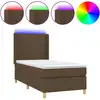 Image de vidaXL Lit Boxspring avec matelas & LED Marron foncé 80x200 cm Tissu