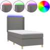 Image de vidaXL Lit boxspring avec matelas & LED gris foncé 90x200 cm Tissu