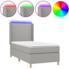 Image de vidaXL Lit Boxspring avec matelas & LED Gris clair 100x200 cm Tissu