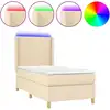 Image de vidaXL Lit Boxspring avec matelas & LED Crème 100x200 cm Tissu