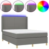 Image de vidaXL Lit boxspring avec matelas & LED gris foncé 140x200 cm Tissu