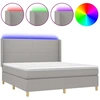 Image de vidaXL Lit boxspring avec matelas & LED gris clair 160x200 cm Tissu