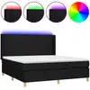Image de vidaXL Lit Boxspring avec matelas & LED Noir 160x200 cm Tissu
