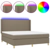 Image de vidaXL Lit Boxspring avec matelas & LED Taupe 180x200 cm Tissu