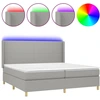Image de vidaXL Lit boxspring avec matelas & LED gris clair 200x200 cm Tissu