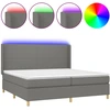 Image de vidaXL Lit boxspring avec matelas & LED gris foncé 200x200 cm Tissu