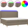 Image de vidaXL Lit Boxspring avec matelas & LED Taupe 200x200 cm Tissu