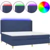 Image de vidaXL Lit Boxspring avec matelas & LED Bleu 200x200 cm Tissu