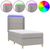 Image de vidaXL Lit boxspring avec matelas & LED gris clair 90x190 cm Tissu