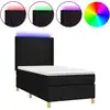 Image de vidaXL Lit Boxspring avec matelas & LED Noir 100x200 cm Tissu