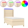 Image de vidaXL Lit Boxspring avec matelas & LED Crème 100x200 cm Tissu