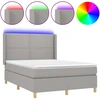 Image de vidaXL Lit boxspring avec matelas & LED gris clair 140x190 cm Tissu