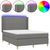 Image de vidaXL Lit boxspring avec matelas & LED gris foncé 140x190 cm Tissu