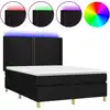 Image de vidaXL Lit Boxspring avec matelas & LED Noir 140x190 cm Tissu