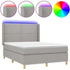 Image de vidaXL Lit Boxspring avec matelas & LED Gris clair 140x200 cm Tissu