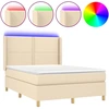 Image de vidaXL Lit Boxspring avec matelas & LED Crème 140x200 cm Tissu
