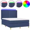 Image de vidaXL Lit Boxspring avec matelas & LED Bleu 140x200 cm Tissu