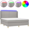 Image de vidaXL Lit boxspring avec matelas & LED gris clair 180x200 cm Tissu