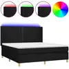 Image de vidaXL Lit Boxspring avec matelas & LED Noir 180x200 cm Tissu