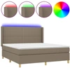 Image de vidaXL Lit Boxspring avec matelas & LED Taupe 180x200 cm Tissu
