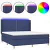 Image de vidaXL Lit Boxspring avec matelas & LED Bleu 180x200 cm Tissu