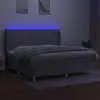 Image de vidaXL Lit boxspring avec matelas & LED gris clair 200x200 cm Tissu