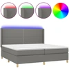 Image de vidaXL Lit boxspring avec matelas & LED gris foncé 200x200 cm Tissu