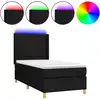 Image de vidaXL Lit Boxspring avec matelas & LED Noir 90x190 cm Tissu