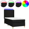 Image de vidaXL Lit Boxspring avec matelas & LED Noir 90x200 cm Tissu