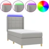 Image de vidaXL Lit Boxspring avec matelas & LED Gris clair 100x200 cm Tissu
