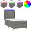 Image de vidaXL Lit boxspring avec matelas & LED gris foncé 100x200 cm Tissu