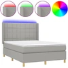 Image de vidaXL Lit boxspring avec matelas & LED gris clair 140x190 cm Tissu