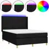 Image de vidaXL Lit Boxspring avec matelas & LED Noir 140x200 cm Tissu