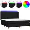 Image de vidaXL Lit Boxspring avec matelas & LED Noir 160x200 cm Tissu