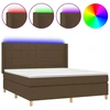 Image de vidaXL Lit Boxspring avec matelas & LED Marron foncé 180x200 cm Tissu