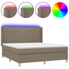 Image de vidaXL Lit Boxspring avec matelas & LED Taupe 180x200 cm Tissu