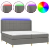 Image de vidaXL Lit boxspring avec matelas & LED gris foncé 200x200 cm Tissu