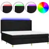 Image de vidaXL Lit Boxspring avec matelas & LED Noir 200x200 cm Tissu