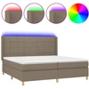 Image de vidaXL Lit Boxspring avec matelas & LED Taupe 200x200 cm Tissu